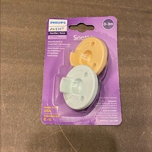 NWT Philips Avent Soothie Pacifier 0-3 Months 2 Piece/Pack